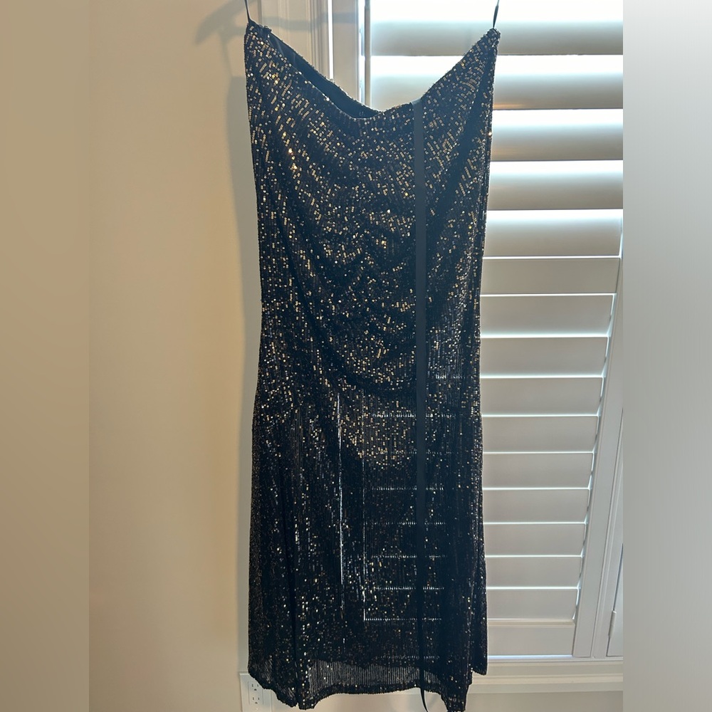 NWT Fashion Nova Black and Gold Sequin Sheer Skirt